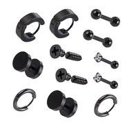 IMIKEYA 6paires Boucles Oreilles Acier Inoxydable Clips Oreilles Avec Pendentifs Accessoires Punk Unisexe