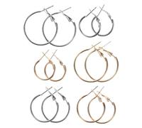 IMIKEYA 6Pièces Boucles Oreilles Créoles C Forme de de Doré et Argenté Bijoux Féminins pour Toutes Occasions