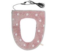 IMIKEYA Abattant de toilettes chauffant USB - Housse de toilette chauffante douce avec 5 niveaux de température et minuterie - Coussin chauffant électrique lavable avec étoile lumineuse 43 x 36,5