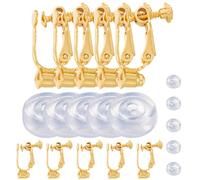 IMIKEYA Adaptateurs pour Boucles D’Oreilles à Clip sans Perçage 20 Pièces Plaqué Or 1 Vrai Or 10 Convertisseurs en Alliage et 10 Rondelles en Silicone Clips Indolores pour Oreilles
