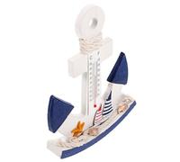 IMIKEYA Ameublement De à Bascule De Style Méditerranéen Nautique Maison Lumière Réveils Pour Chambres Décor Alarme Océan Ornement De Thermomètre Chaud Poisson Mer Filet En Bois
