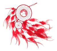 IMIKEYA Attrape-Rêves Arbre De Vie Attrape-Rêves avec Double Anneaux en Cristal Ornement À Suspendre pour Chambre D'adulte Fille Chambre d'enfant Décoration Murale Cadeau Rouge