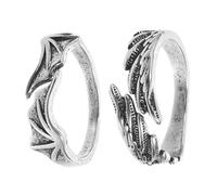 IMIKEYA Bague Ajustable Aile de Chauve-Souris en Cuivre, Lot de 2, Argenté | Ouverte, Flexible et Vintage, pour Couple, Soirée ou Bar, Forme Aile d'Ange et Bat