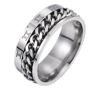 IMIKEYA Bague En Acier Titane Unisexe à Chiffres Romains Rotative Élégante Mode Argentée Taille 7 Bijou Décoratif Solide Pour Usage Quotidien Et Occasions Spéciales