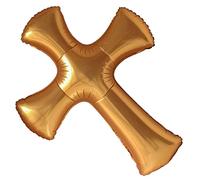 IMIKEYA Ballon En Feuille Doré Jumbo En Forme De Croix - Ballon D'hélium Pour Baptême - Première Communion Célébration Religieuse Décoration De Fête Énorme