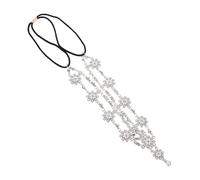 IMIKEYA Bandeau Élastique Confortable en Matériau Synthétique Fleurs Délicates et Perles Argentées Accessoire Chic pour Femmes pour Fêtes et Usage Quotidien
