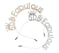 IMIKEYA Bandeaux d'Anniversaire pour Femmes 50 Ans Lot de 2 Serrage-Têtes Couronnes Strass Scintillants Accessoires Coiffure Doré et Argenté pour Fête Présent Cinquantenaire Élégant et