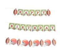 IMIKEYA Bannière de Décoration Anniversaire Rugby 2 Pièces - Drapeau à Tirer et Guirlande Thème Grand Match - Fournitures Fête Maison pour Décoration Joyeux Anniversaire Football