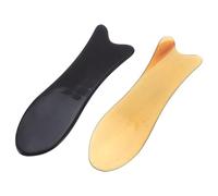 IMIKEYA Bâton de Guasha Facial en Corne de Buffle 2 Pièces Bords Lisses, Forme Unique et Design Ergonomique pour Massage et Économie D'énergie Salon Domicile