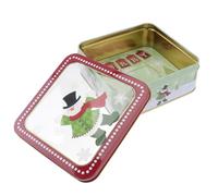 IMIKEYA Boîte à Bonbons en Fer-Blanc Carrée Transparente pour Noël Coffret de Rangement Décoratif Festif Boîte d'Emballage pour Friandises et Présents Motif Fête de Noël Métal Solide