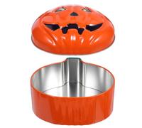 IMIKEYA Boîte de Rangement en Métal Orange en Forme de Citrouille pour Halloween, Réutilisable avec Stockage Sécurisé, Rangement de Bonbons et Ambiance Lumineuse