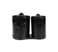 IMIKEYA Boîte de Rangement Vintage pour Cotons à Maquillage avec Couvercle, Double Compartiment en PS Noir, pour Salle de Bain et Accessoires de Beauté