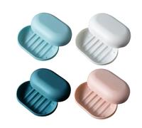 IMIKEYA Boîtes à Savonnette Ovales Porte-savonnette Créatif et Décoratif en Plastique Lot de 4 avec Couvercle Résistant la Déformation Pratique Voyage