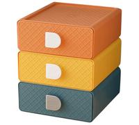 IMIKEYA Boîtes de Rangement à Tiroir en Plastique Lot de 3 Grosse Capacité Facile à Ouvrir et Fermer, Design Simple et Pratique pour Bureau et Chambre