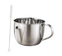 IMIKEYA Bol Séparateur de Graisse et Huile Acier Inoxydable avec Couvercle et Brosse Filtre à Soupe pour Cuisine Maison et Restaurant pour Séparer Huile et Rendre Plats Plus Sains