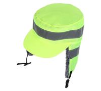 IMIKEYA Bonnet D’Hiver Doublé Polaire Unisexe L Coupe-Vent Haute Visibilité Fluorescent Vert avec Cache-Oreilles en Fausse Fourrure Bonnet Thermique Réfléchissant pour Cyclisme