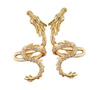 IMIKEYA Boucles D’oreilles à Clip Dragon Pour Femmes, Style Chinoise, Alliage Doré Avec Cristaux, Sans Piercing, Fêtes Et Usage Quotidien, Paire Délicate