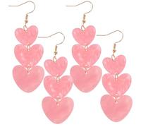 IMIKEYA Boucles D’Oreilles Pendantes Cœur 4 Pcs Rose 2 Paires à Trois Cœurs en Alliage Léger Accessoires Mode pour Femmes pour Saint-Valentin et Occasions Spéciales