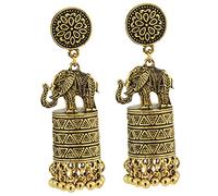 IMIKEYA Boucles D’oreilles Pendantes Éléphant Ethniques Tassel Vintage Métal Cuivre Antique Femmes Mode Fête Taille Unique