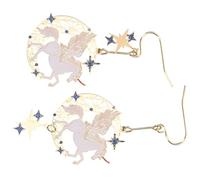 IMIKEYA Boucles d'Oreilles Asymétriques Licorne en Métal Pendentifs Angéliques et Étoiles Bijoux pour Femmes Élégants 1 Paire pour Usage Quotidien et Fêtes