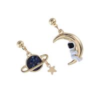 IMIKEYA Boucles D'oreilles Asymétriques Pour Femmes Lune Et Planète Délicates, Métal Sûr, Légères Et Petites, Usage Quotidien, Voyage Et Bureau