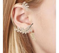 IMIKEYA Boucles d'oreilles feuille dorées en strass pour femme - Boucles d'oreilles en cristal, clou d'oreille droit, veste délicate, bijoux tendance