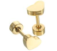IMIKEYA Boucles D'oreilles Légères et Sûres Peau en Acier Inoxydable 2pcs Forme Cœur Fermeture à Vis pour Femmes et Filles en Soirée ou Vacances