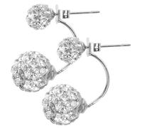 IMIKEYA Boucles Oreilles Argent Sterling Doubles Sphères Élégantes Cristaux Accessoires Bijoux Femmes Pour Fêtes Et Usage Quotidien