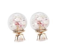 IMIKEYA Boucles Oreilles Femme Boule Verre avec Fleurs Séchées Clous Oreille Décoratifs Doubles Faces Bijoux et Originaux pour Occasions Spéciales