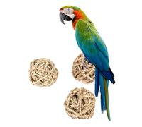 IMIKEYA Boules de Paille Tressée de Balle Lot de 3 Beige pour Perroquet Interactif à Mâcher pour Petits Animaux