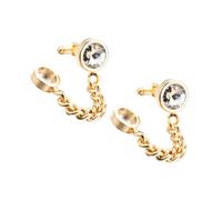 IMIKEYA Boutons De Manchette pour Chemise en Cristal Doré, Accessoires De Fête pour Hommes, Style Chaîne Ronde, Métal Plaqué Or, Élégants pour Occasions Formelles,