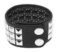 IMIKEYA Bracelet à Rivets en Cuir Pu pour Homme, Style Punk Vintage Clouté, Triple Rangée Double Boucle Réglable, Accessoire de Mode Polyvalent pour Tenue Décontractée et Occasions