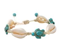 IMIKEYA Bracelet de Cheville Coquillage Bohème en Corde Tressée, Accessoire Femme pour Plage et Vacances, Tortue Marine Décorative, Taille Ajustable, Style Océan Plage Été