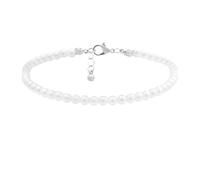 IMIKEYA Bracelet de Cheville pour Femmes Élégant en Perles Synthétiques Blanches, Finition Délicate en Plastique Résine, pour Chaussures Femme Élégante
