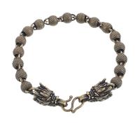 IMIKEYA Bracelet Dragon Cuivre Vintage pour Hommes et Femmes Perles Mates Au Antique Design Sagesse et Protection Rétro et Élégant