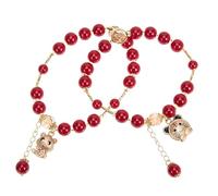 IMIKEYA Bracelet en Cristal Rouge Duo 2 Pièces Breloques Tigre, Bracelet du Festival du Printemps Chinois, Bijoux de Poignet pour Couple et Femme, Décoration Amulette, Style Traditionnel