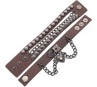 IMIKEYA Bracelet Punk Multicouche Cuir avec Rivets pour Cosplay Fête Halloween et Performance Artistique