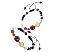 IMIKEYA Bracelet Système Solaire Esthétique En Pierres Naturelles Tissé 2 Pièces Unisexe Garçon Et Filles Accessoires Quotidien Et Occasions Thème Galaxie Étoiles Planètes