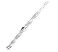 IMIKEYA Bracelets Yin Yang Couple en Acier Inoxydable Ajustables, Ensemble de 2 Bracelets Assortis pour Lui, Lien de Couple Symbolique pour Amour et Amitié, Style Tai Chi Contemporain