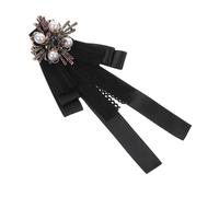 IMIKEYA Broche Nœud Femmes Vintage Perles Imitation Dentelle Noire Épinglette Élégante pour Banquet Fête Accessoire Mode Rétro Baroque 7 Cm