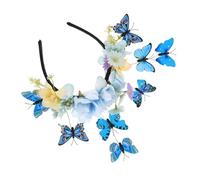 IMIKEYA Butterfly Headband Floral Bridal Headpiece Lightweight Handmade Monarch Crown For Halloween Wedding Travel Photoshoot