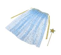 IMIKEYA Cape de Princesse en Tulle à Paillettes pour Garçon et Déguisement Fée avec Baguette Étoile Costume de Carnaval Accessoire de Fête Taille Unique