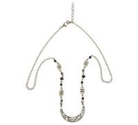IMIKEYA Chaîne de Tête Vintage de Lune Perles de Cristal Noir Couronne Frontale en Métal Couleur Cuivre Antique Accessoire Bohème pour Mariage et Festivals Bijou Cheveux Femme Élégant