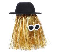 IMIKEYA Chapeau de Bouteille de Vin Miniature, Chapeau de Poupée Miniature, Top Hat, Tissu et Pet, Doré, Décoration de Bouteille, pour Gâteau et Halloween