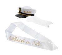 IMIKEYA Chapeau De Capitaine De Yacht Pour Enterrement De Vie De Jeune Fille Chapeau De Plage Pour Femme Fournitures De Fête Nautique Écharpe De Mariée Accessoires D'Enterrement