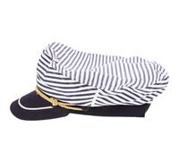 IMIKEYA Chapeau de Marin Rayé Bleu en Coton Ajustable pour Adulte, Accessoire pour Déguisements et Fêtes à Thème Nautique