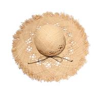 IMIKEYA Chapeau De Paille Fait Main pour Femme - à Large Bord - Parfait pour Le Jardinage Et Les Activités Estivales Offrant Une Protection UV Élégante Et Décontractée