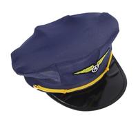IMIKEYA Chapeau de Pilote Confortable et Réutilisable de Ligne Octogonal en Polyester Bleu Marine, Accessoire Cosplay pour Fêtes à Thème et Performances Théâtrales