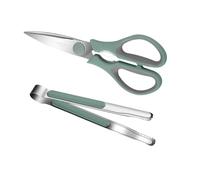 IMIKEYA Ciseaux Cuisine à Barbecue Multifonctions 2 Pièces Inox Antiadhésif Vert Kit Pince Alimentaire Barbecue Maison Fête