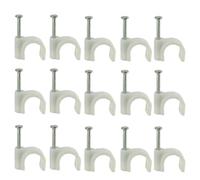 IMIKEYA Clips de Câble Ronds en Plastique Blanc pour Câbles Rg6 et Cat6 Résistants aux Intempéries aux Chocs, Fixation sur Ciment, Lot de 300 Pièces